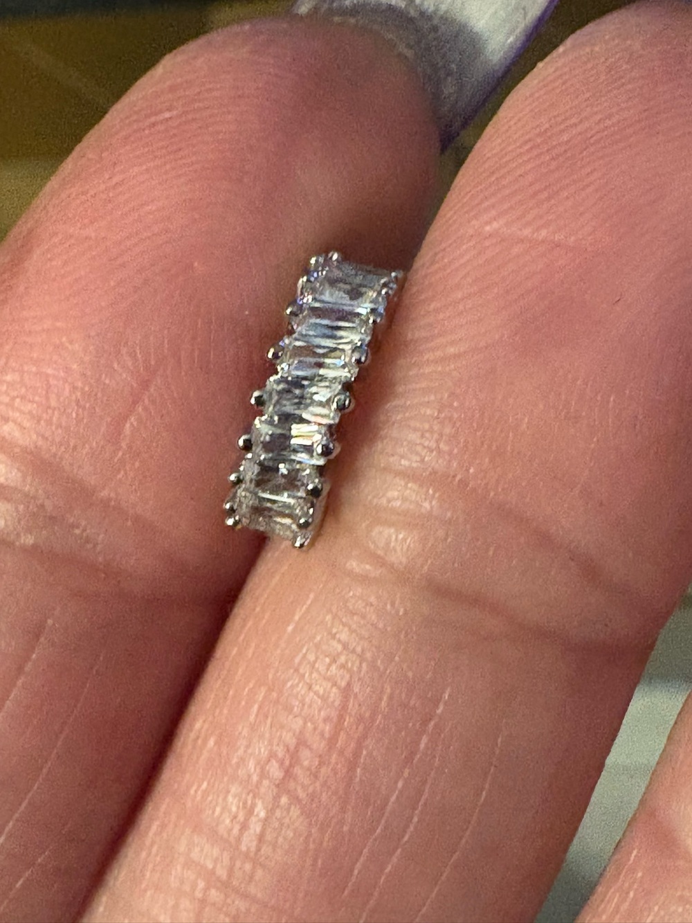 Nose Ring- 20 G Cubic Zirconia Nose Cuff/Clip Ring. Silver Tone Stainless Steel